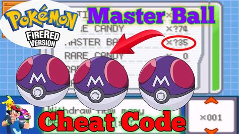 master ball cheat code for fire red|fire red shiny cheat code.